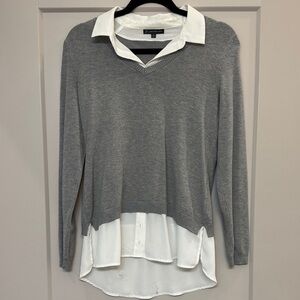 Adrianna Papell Gray and Cream Layered Top